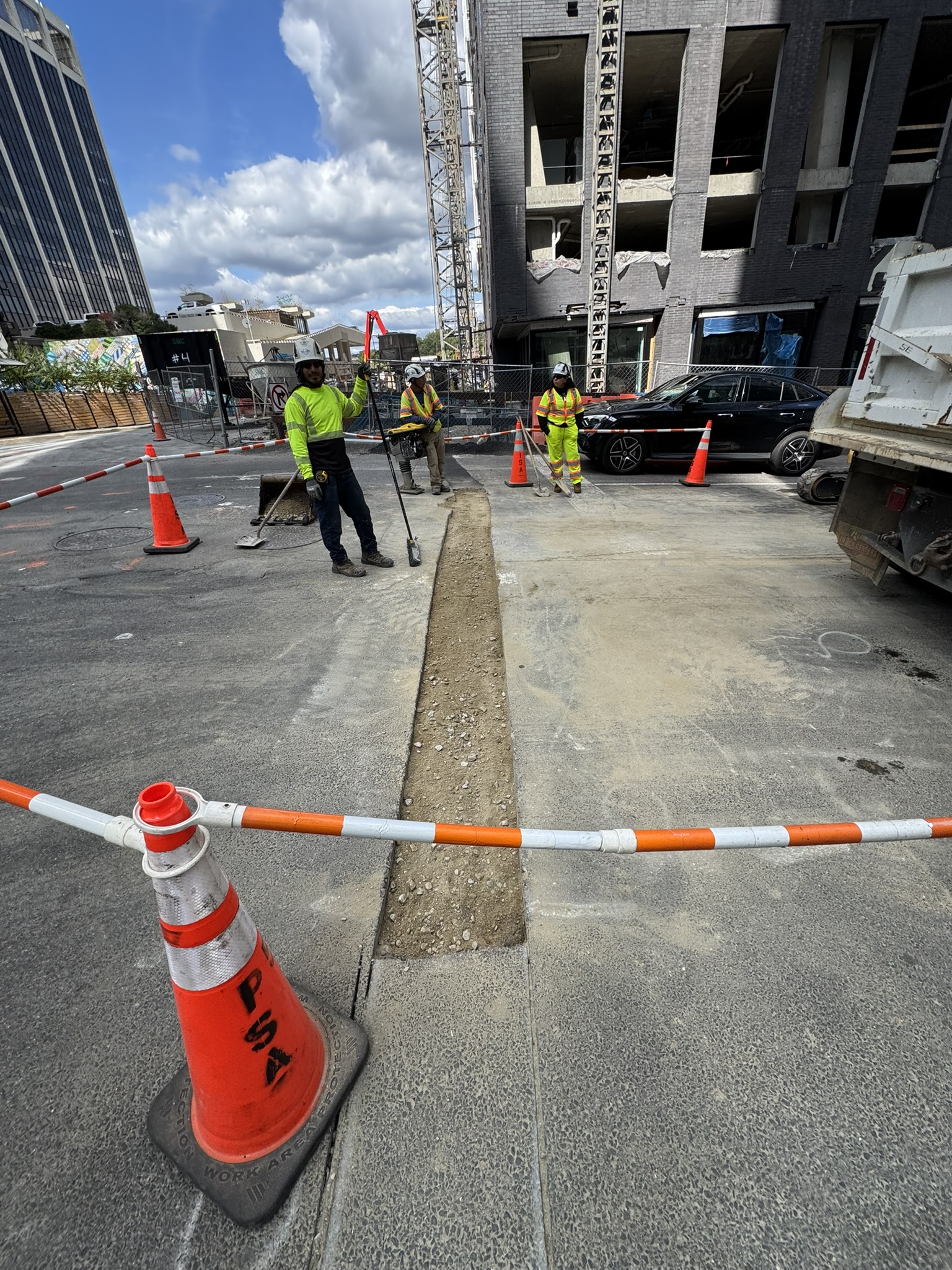 Saw cutting work zone