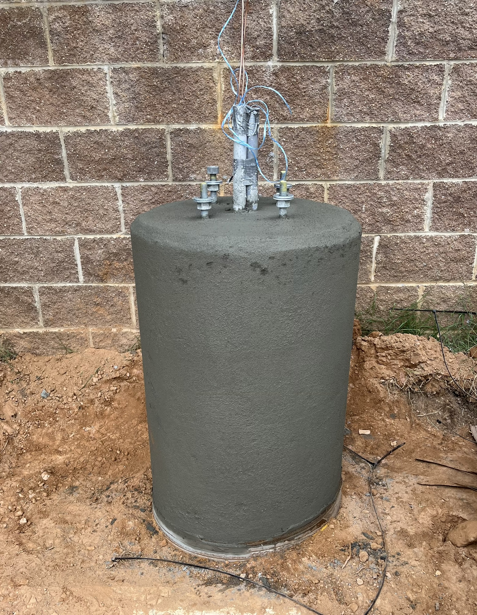 Completed pole base installation